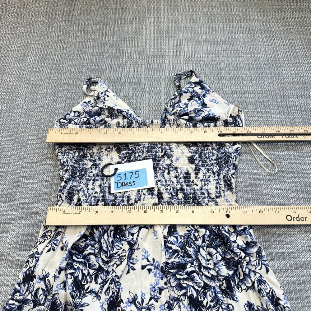 Boho Floral Maxi Sundress Small Front Cutout‎ Cottagecore Milkmaid Dress Coastal - Picture 8 of 10
